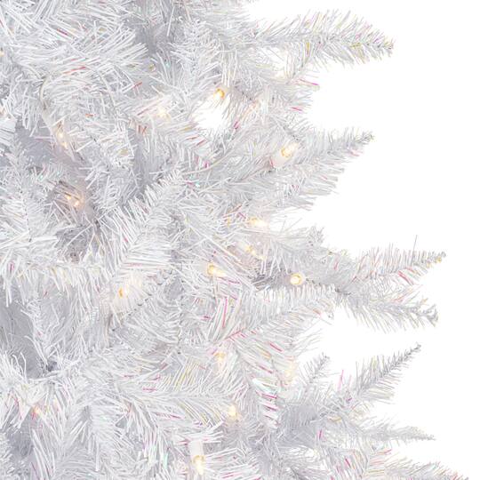 6.5ft. Pre-Lit Sparkle White Spruce Artificial Christmas Tree, Pure White LED Lights